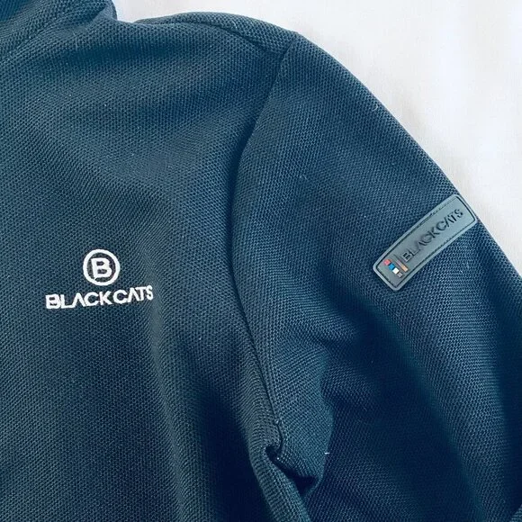 Black Cats Italy vintage 1/4 zip black pullover Women's Small Medium logo casual - Picture 4 of 7